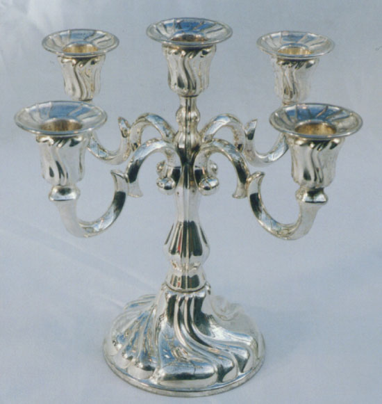 Candlestick silver-plated five-branched 25cm