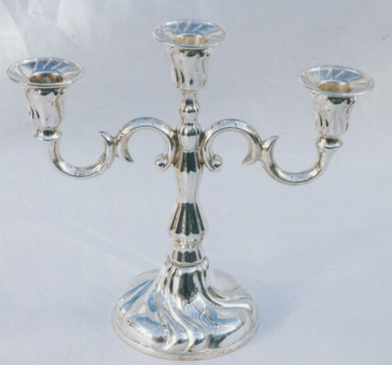 Candlestick silver-plated 3-branched 25cm