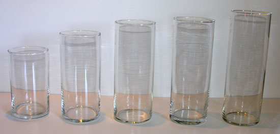 Glasvase Rund Cylinder Ø:9 cm,  højde 19 cm