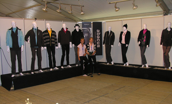Exhibition stand erected on a stage podium
