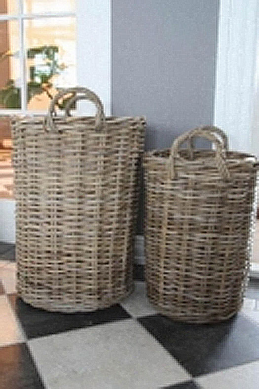 Hamper with 2 handles grey small