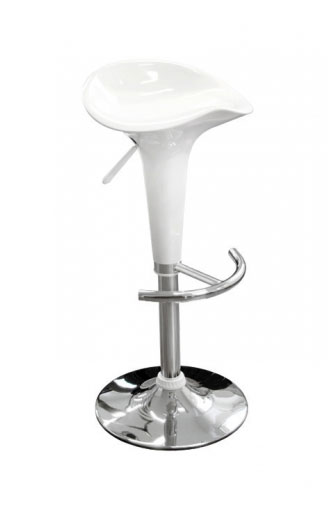 White bar stool with crome leg