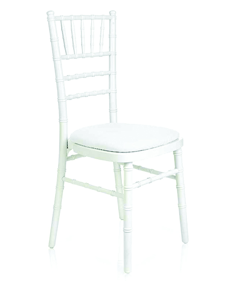 185-02318 White Chair & white seat pad - Derby / Chiavari