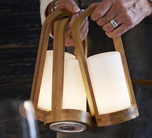 Bordlampe LED Bamboo - farveskift