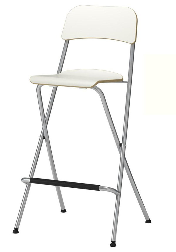 Barchair White wood / steel - seat height 74 cm. Back 34 cm - total height 108 cm